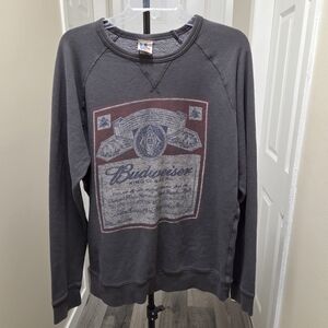 Junk Food Charcoal Budweiser Logo Sweatshirt with Red and White Print